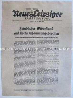 Extrablatt der "Neuen Leipziger Tageszeitung" zum Kampf um Kreta