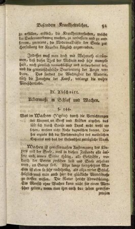 IX. Abschnitt. Uebermaß im Schlaf und Wachen