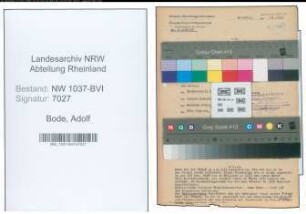 Entnazifizierung Adolf Bode , geb. 02.09.1890 (Angestellter)