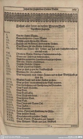 Inhalt aller derer in diesem Dritten Buch begriffenen Capiteln.