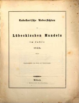 Tabellarische Übersichten des Lübeckischen Handels : im Jahre ..., 1859