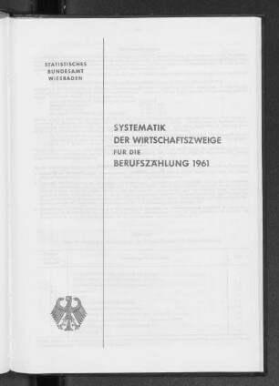 Systematik der Wirtschaftszweige für die Berufszählung 1961