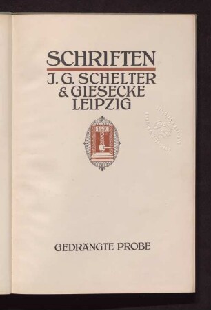 Schriften J. G. Schelter & Giesecke, Leipzig : gedrängte Probe