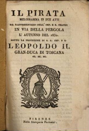 Il pirata : Melodramma in 2 atti