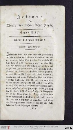 Zeitung fuer Theater und andere schoene Kuenste