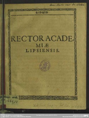 Rector Academiae Lipsiensis : [progr. in funere Annae Mariae, Joh. Schilteri uxoris]