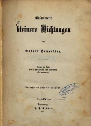 Gesammelte kleinere Dichtungen