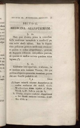 Sectio II. Medicina Aegyptiorum