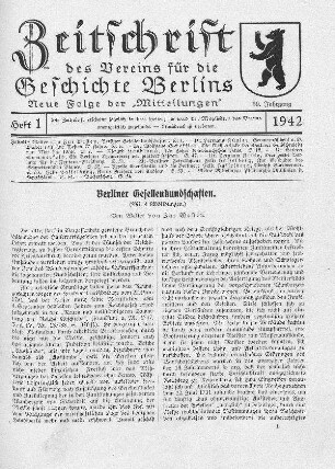 59.1942: Mitteilungen des Vereins für die Geschichte Berlins