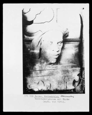 Maske eines Tabernakels der Kathedrale zu Reims, Mann mit Kappe