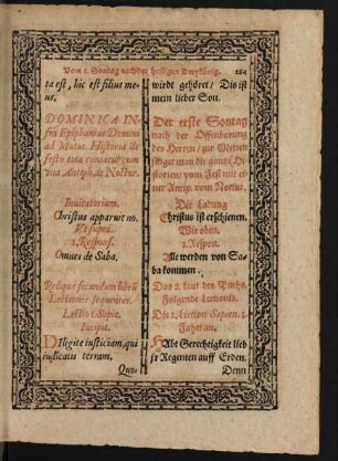 Dominica Infra Epiphanias Domini ... Der erste Sontag nach der Offenbarung des Herren ...
