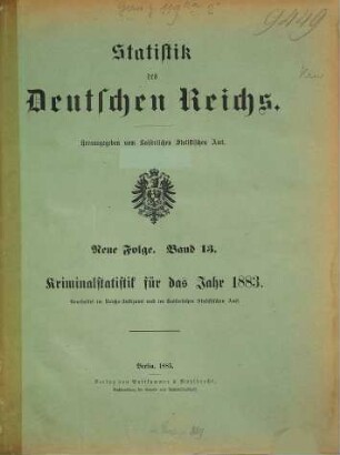 Kriminalstatistik : für das Jahr .... 13 = 1883 (1885)