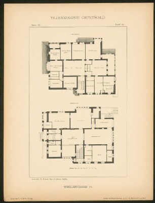 Villa Dotti, Berlin-Grunewald: Grundrisse EG und 1.OG (aus: Die Villenkolonie Grunewald, hrsg. von Egon Hessling, Berlin 1903)