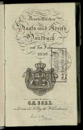 1830: Kurhessisches Staats- und Adress-Handbuch : auf das Jahr ...
