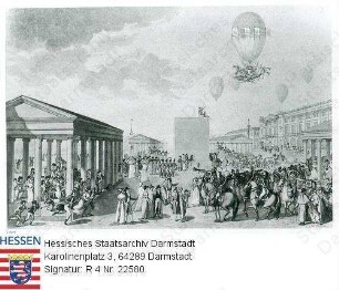 Frankreich, Paris / Place de la Concorde mit dem anlässlich der Kaiserkrönung Napoleons am 3. Dezember 1804 von André Garnerin gestarteten Heißluftballon