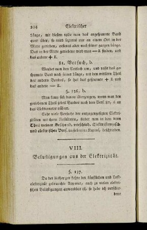 VIII. Belustigungen aus der Elektrizität.