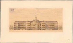 Kollegiengebäude der Kaiser-Wilhelm-Universität Straßburg Wettbewerb: Rückansicht 1:200