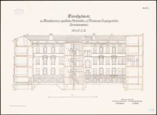 Preußisches Kultusministerium, Berlin Erweiterungsbau. Geschäftsgebäude für das Ministerium der geistlichen, Unterrichts- und Medizinalangelegenheiten: Querschnitte 1:100