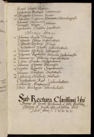 Sommerhalbjahr 1585. Rektorat Jakob Heerbrand
