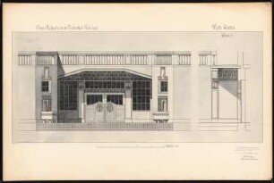 Ausstellungsgebäude für eine Gartenbaugesellschaft Schinkelwettbewerb 1907: Detail-Ansicht Haupteingang 1:20