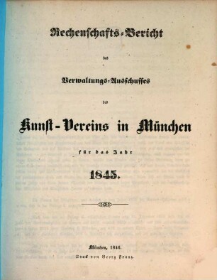 Rechenschafts-Bericht. 1845 (1846)