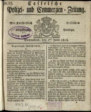 Nr. 52, Sonnabend, den 1sten Julii 1815