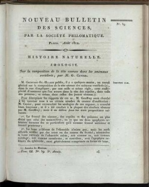 Nouveau Bulletin des Sciences, par la Société Philomatique. Paris. Aout 1812., 59