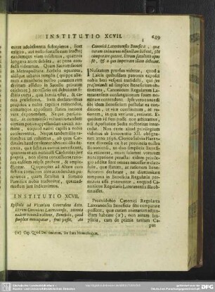 Institutio XCVIII. Epistola ad Vicarium Generalem data