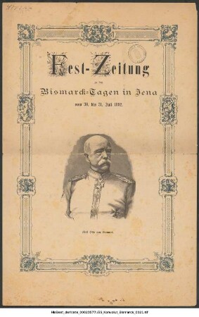 Fest-Zeitung zu den Bismarck-Tagen in Jena vom 30. bis 31. Juli 1892