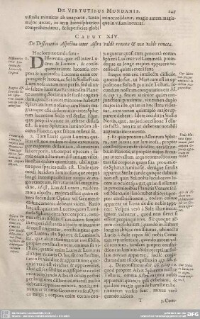 CAPUT XIV. De Differentia Aspectus inter Astra valdè remota & non valde remota.