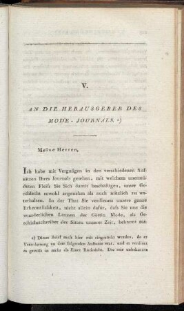 An Die Herausgeber Des Mode-Journals.