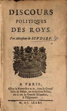 Discours Politiques Des Roys