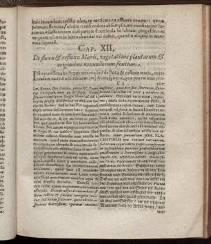 Cap. XII. De fluxu & refluxu Maris, vegetatione plantarum & originibus nonnullorum fontium.