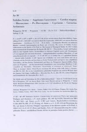 Aa 30. Sedulius Scotus, Angelomus Luxoviensis, Carolus magnus, Hieronymus, Ps. Hieronymus, Cyprianus, Caesarius Arelatensis