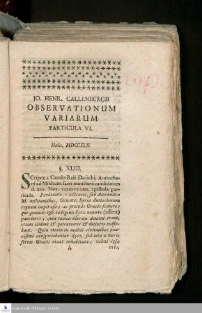 Particula VI.: Observationes variae