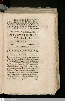Particula VI.: Observationes variae