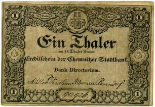 Geldschein, Taler, 19.8.1848