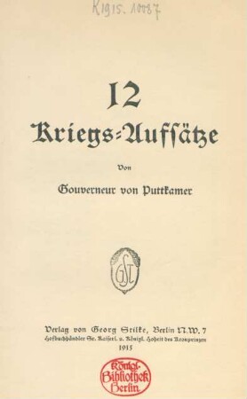 12 Kriegs-Aufsätze