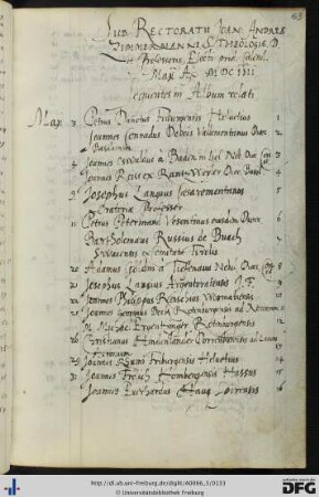 [fol. 63] Rektorat Johannes Andreas Zimmermann 1604