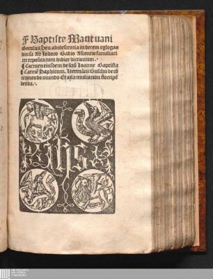 F Baptista Mantuani Bucolica Seu adolescentia in decem eglogas diuisa