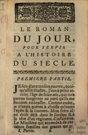 Le Roman Du Jour : Pour Servir A L'Histoire Du Siecle. 1
