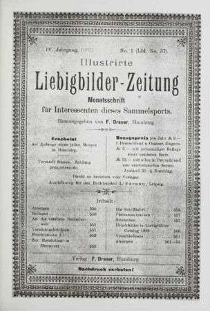 IV. Jahrgang. No. 1 (Lfd. No. 37). (Hamburg, 1. Januar 1899.)