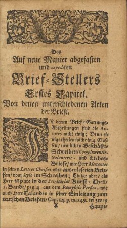 Erstes Capitel. Von denen unterschiedenen Arten der Briefe.