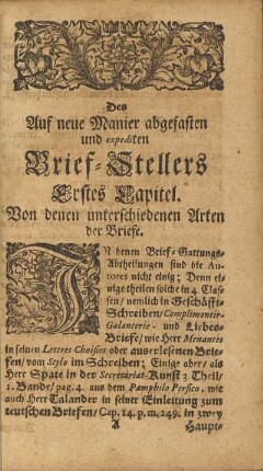 Erstes Capitel. Von denen unterschiedenen Arten der Briefe.