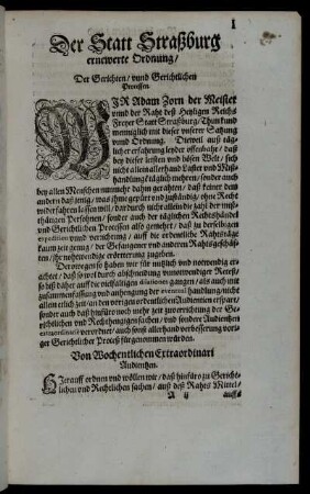 Der Statt Straßburg ernewerte Ordnung.