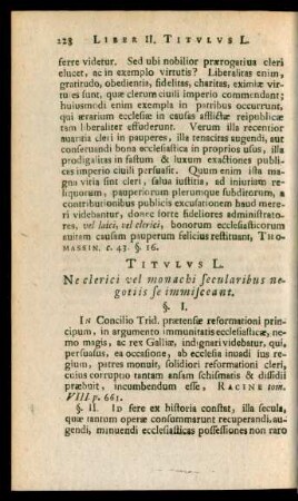 Titulus L. Ne clerici vel monachi secularibus negotiis se immisceant.