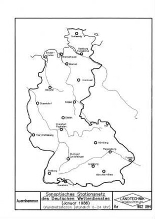 Synoptisches Stationsnetz des Deutschen Wetterdienstes (Januar 1986)