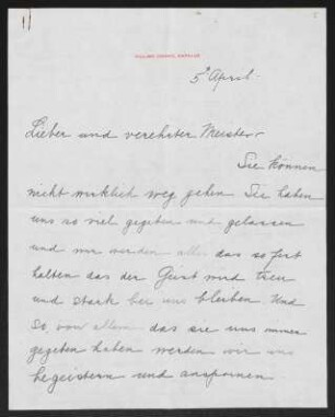 Brief von Florence Beerbohm an Gerhart Hauptmann