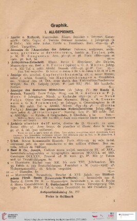 I. Graphik (Nr. 1 - 120a)
