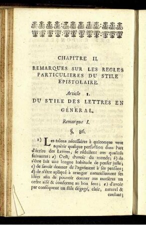 Chapitre II. Remarques Sur Les Regles Particulieres Du Stile Epistolaire.